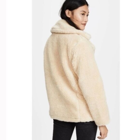 House of Harlow white ivory thick Faux Sherpa cropped double breasted Teddy coat - Picture 4 of 11